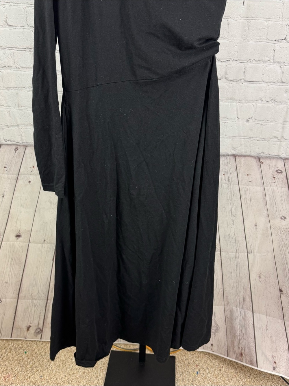 PACT Fit and Flare One Shoulder Classic Black Organic Cotton Dress Size Medium - Picture 4 of 7